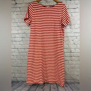 Boden Darcey Red Ivory Stripe Americana Preppy Minimalist T-shirt Dress 10L